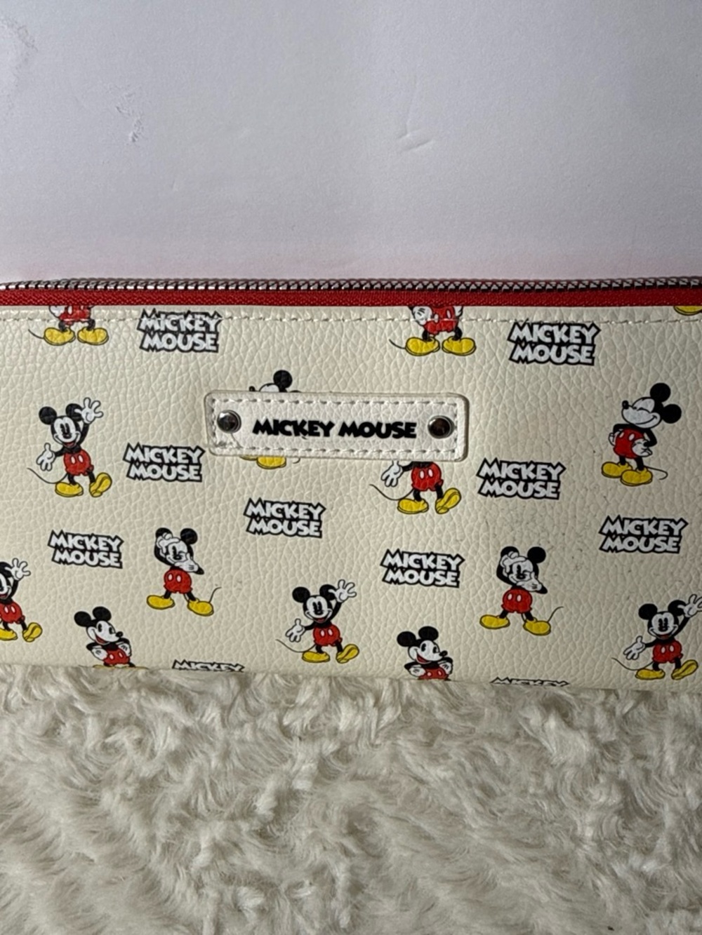 Disney Mickey Mouse Cream, Red & Yellow Zip Pouch